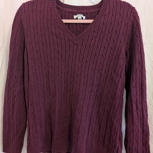 Croft & Barrow Women's V-Neck Sweater - Deep Burgundy